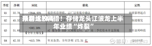 净利比较高预增近744倍！存储龙头江波龙上半年业绩“炸裂	”-第1张图片