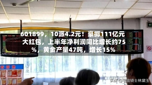 601899，10派4.2元！豪掷111亿元大红包，上半年净利润同比增长约75%，黄金产量47吨，增长15%