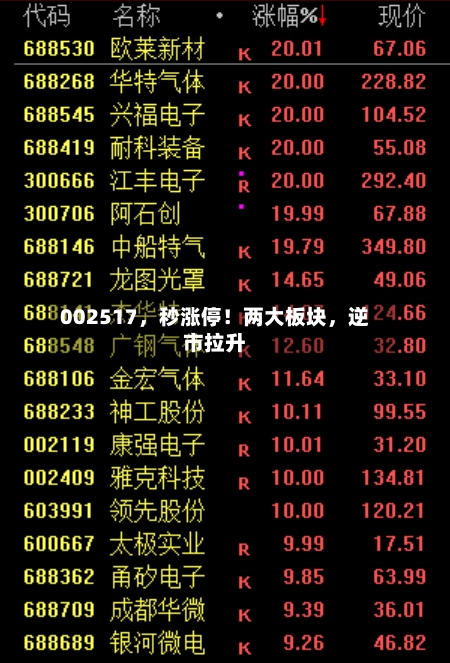 002517，秒涨停！两大板块，逆市拉升